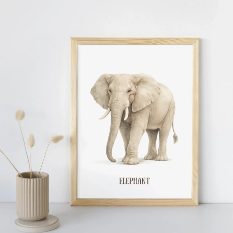 plakaty-zwierzeta-safari-po-angielsku-dla-dzieci-edukit-a3-elephant.webp