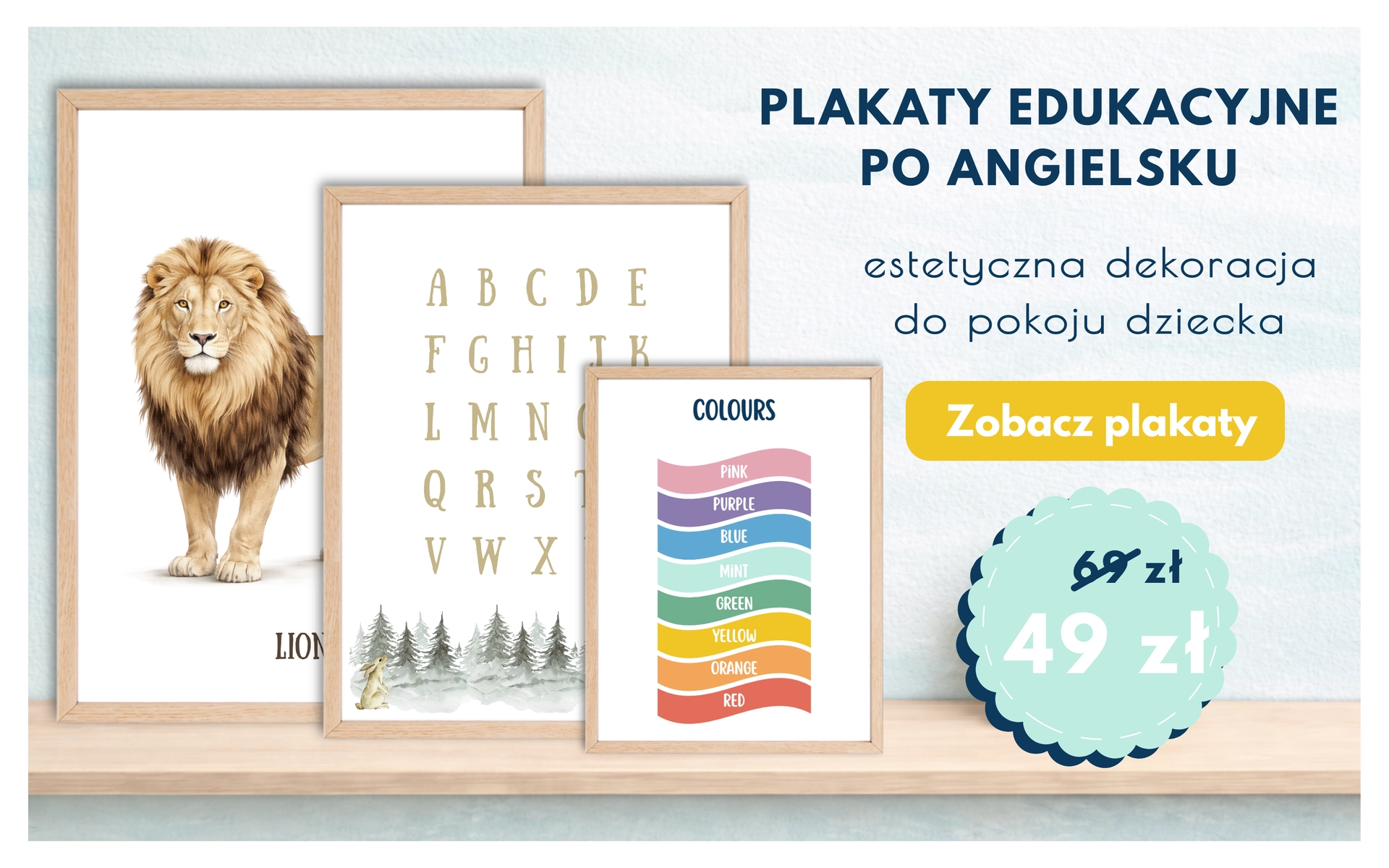 Plakaty dla dzieci po angielsku do pokoju dziecka EduKit